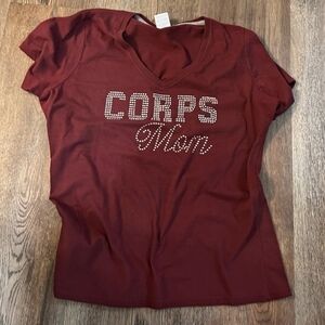 Texas A&M Aggies Corps Mom Garnet Red Bling T-shirt Size L